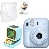 Fujifilm Instax Mini 12 Mavi Fotoğraf Makinesi + 10'lu Film Şeffaf Kılıf ve Divoom Ditoo Pro Mavi Bluetooth Hoparlör Set - Standart