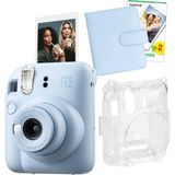 Fujifilm Instax Mini 12 Mavi Fotoğraf Makinesi + 20'li Film Kare Albüm ve Şeffaf Kılıf Seti - Standart