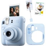 Fujifilm Instax Mini 12 Mavi Fotoğraf Makinesi + 20'li Film Kıskaçlı Resim Standı ve Silikon Kılıf Seti - Standart