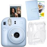 Fujifilm Instax Mini 12 Mavi Fotoğraf Makinesi + 20'li Film Laporta Albüm ve Şeffaf Kılıf Seti - Standart