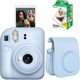 Fujifilm Instax Mini 12 Mavi Fotoğraf Makinesi + 20'li Film ve Deri Çanta Hediye Seti - Standart