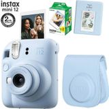 Fujifilm Instax Mini 12 Mavi Fotoğraf Makinesi 20Li Film Ve Pvc Albümlü Çantalı Seti 1
