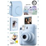 Fujifilm Instax mini 12 Mavi Fotoğraf Makinesi-20'lu Film-Mini Albüm ve Deri Kılıf Seti