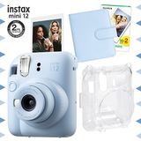 Fujifilm Instax Mini 12 Mavi Şipşak Fotoğraf Makinesi - 20'li Film Kare Albüm ve Şeffaf Kılıf Seti