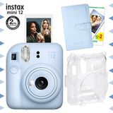 Fujifilm Instax Mini 12 Mavi Şipşak Fotoğraf Makinesi 20'li Film Laporta Albüm ve Şeffaf Kılıf Seti