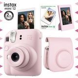 Fujifilm Instax mini 12 Pembe Fotoğraf Makinesi-10'lu Film-Çerçeve ve Deri Kılıf Seti