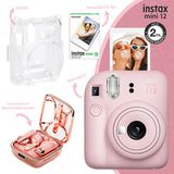 Fujifilm Instax Mini 12 Pembe Fotoğraf Makinesi-10'lu Film-Şeffaf Kılıf ve Divoom Spark Air Pembe Tws Bluetooth Kulakiçi Kulaklık