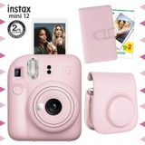 Fujifilm Instax mini 12 Pembe Fotoğraf Makinesi-20'li Film-Laporta Albüm ve Deri Kılıf Seti