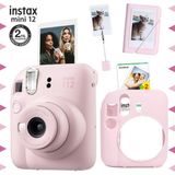 Fujifilm Instax Mini 12 Pembe Fotoğraf Makinesi - 20'li Film ve Mini Albüm Seti ile Kıskaçlı Stand