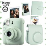 Fujifilm Instax mini 12 Yeşil Fotoğraf Makinesi-10'lu Film-Çerçeve-Kare Albüm ve Deri Kılıf Seti