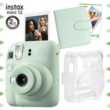 Fujifilm Instax mini 12 Yeşil Fotoğraf Makinesi-10'lu Film-Kare Albüm ve Şeffaf Kılıf Seti
