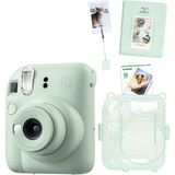 Fujifilm Instax Mini 12 Yeşil Fotoğraf Makinesi + 10'lu Film Kıskaçlı Stand Pvc Albüm ve Simli Pleksi Kılıf Seti - Standart