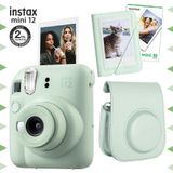 Fujifilm Instax Mini 12 Yeşil Fotoğraf Makinesi 10'lu Film Mini Albüm ve Deri Kılıf Seti