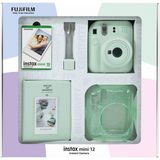 Fujifilm Instax Mini 12 Yeşil Fotoğraf Makinesi + 10'lu Film Simli Pleksi Kılıf Pvc Albüm ve Kıskaçlı Resim Standı Bundle Box - Standart