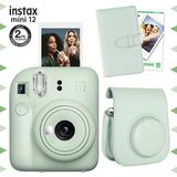 Fujifilm Instax Mini 12 Yeşil Şipşak Fotoğraf Makinesi-10'lu Film-Laporta Albüm ve Deri Kılıf Seti