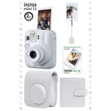 Fujifilm Instax Mini 13 Clay White Fotoğraf Makinesi Deri Çanta Albüm Kıskaç ve 10'lu Film Hediye Seti