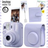 Fujifilm Instax Mini 13 Dreamy Purple Fotoğraf Makinesi Deri Çanta Albüm Kıskaç ve 20'li Film Hediye Seti - Lila