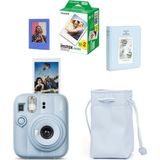 Fujifilm Instax Mini 13 Fotoğraf Makinesi-20'li Film-Büzgülü KILIF-64LÜ Albüm ve Mıknatıslı Çerçeve Seti - Mavi - Açık Mavi