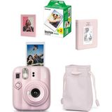 Fujifilm Instax Mini 13 Fotoğraf Makinesi-20'li Film-Büzgülü KILIF-64LÜ Albüm ve Mıknatıslı Çerçeve Seti - Pembe