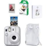 Fujifilm Instax Mini 13 Fotoğraf Makinesi-Büzgülü Kılıf-10'lu FILM-64LÜ Pvc Albüm ve Mıknatıslı Çerçeve Seti - Beyaz