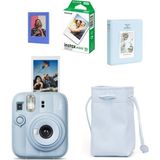 Fujifilm Instax Mini 13 Fotoğraf Makinesi-Büzgülü Kılıf-10'lu FILM-64LÜ Pvc Albüm ve Mıknatıslı Çerçeve Seti - Mavi - Açık Mavi