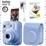 Fujifilm Instax Mini 13 Frost Blue Fotoğraf Makinesi Deri Çanta Kıskaç ve 20'li Film Hediye Seti - Mavi