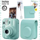 Fujifilm Instax Mini 13 Lagoon Green Fotoğraf Makinesi Deri Çanta Albüm Kıskaç ve 20'li Film Hediye Seti - Yeşil