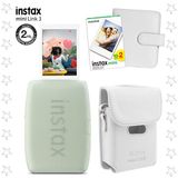 Fujifilm Instax Mini Link 3 Yeşil Akıllı Telefon Yazıcısı Beyaz Çanta Deri Albüm ve 20'li Mini Film