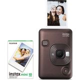 Fujifilm Instax Mini Liplay Hybrid Deep Bronze Fotoğraf Makinesi + 10'lu Film Seti - Kahverengi - Standart