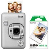 Fujifilm Instax Mini Liplay Hybrid Stone White Fotoğraf Makinesi +10'lu Mini Film - Beyaz - Standart