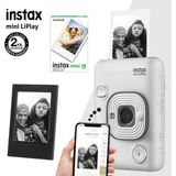 Fujifilm Instax Mini Liplay Hybrid Stone White Fotoğraf MAKINESI-10LU Mini Film ve Çerçeve - Beyaz