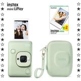 Fujifilm Instax Mini LiPlay Matcha Yeşil Fotoğraf Makinesi 20'li Film ve Çanta Hediye Seti