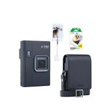 Fujifilm Instax Mini Liplay Plus Midnight Blue Fotoğraf Makinesi 20'li Film + Kıskaç Ve Deri Çanta Hediye Seti - Mavi