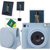 Fujifilm Instax Sq1 Buz Mavi Fotoğraf Makinesi + 20'li Kare Film Deri Kılıf Pleksi Çerçeve ve Kıskaçlı Stand Seti - Standart