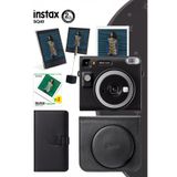 Fujifilm Instax SQ40 Siyah Fotoğraf Makinesi 20li Kare Film Deri Kılıf Albüm Pleksi Çerçeve ve Kıskaçlı Stand