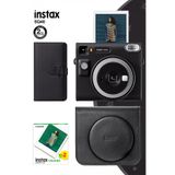 Fujifilm Instax SQ40 Siyah Fotoğraf Makinesi 20li Kare Film Deri Kılıf ve Siyah Albüm