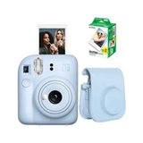 Fujifilm Mavi Instax Mini 12 Fotoğraf Makinesi Deri Çanta ve 20'li Film Hediye Seti ile Pratik Fotoğraf Çekimi