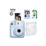 Fujifilm Mini 12 Fotoğraf Makinesi-10'lu Film-Şeffaf Pleksi Kılıf ve Fotoğraf Çerçevesi Seti 2 Mavi
