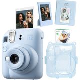 Fujifilm St5-10-Pa-Pk-C Instax Mini 12 Mavi Fotoğraf Makinesi Simli Pleksi Kılıf Pvc Albüm 10'lu Film ve Çerçeveli Hediye Seti