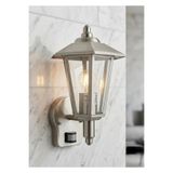 Fujika 232Lamp Hareket Sensörlü Paslanmaz Krom Metal Cam Kapı Girişi Lamba Duvar Veranda Bahçe Fener Aplik Dış Mekan 198x335x215mm