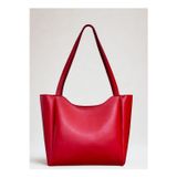 fular & bags Kadın Fermuarlı Ve Çıtçıt Kapamalı Kırmızı Shopper El Ve Omuz Çantası