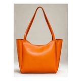 fular & bags Kadın Fermuarlı Ve Çıtçıt Kapamalı Turuncu Shopper El Ve Omuz Çantası