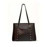 fular & bags Kadın Fermuarlı Zımbalı Kahverengi Omuz Ve Kol Çantası