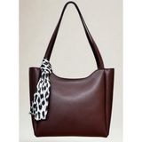fular & bags Kadın Fularlı Fermuarlı Ve Çıtçıt Kapamalı Bordo Shopper El Ve Omuz Çantası