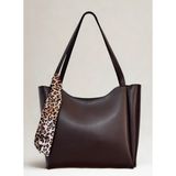 fular & bags Kadın Fularlı Fermuarlı Ve Çıtçıt Kapamalı Kahverengi Shopper El Ve Omuz Çantası