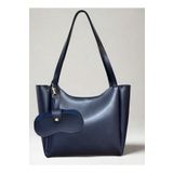fular & bags Kadın Gözlük Kılıflı Fermuarlı Ve Çıtçıt Kapamalı Lacivert Shopper El Ve Omuz Çantası