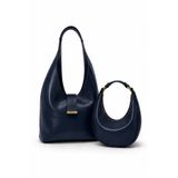 fular & bags Kadın İkili Takım Fermuar Kapamalı Lacivert El Ve Omuz Çantası