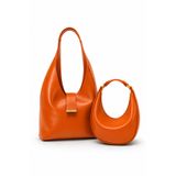 fular & bags Kadın İkili Takım Fermuarlı Turuncu El Ve Omuz Çantası