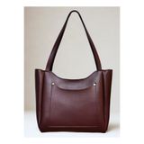 fular & bags Kadın Ön Cepli Fermuarlı Ve Çıtçıt Kapamalı Bordo Shopper El Ve Omuz Çantası