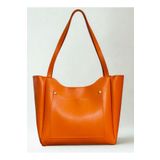 fular & bags Kadın Ön Cepli Fermuarlı Ve Çıtçıt Kapamalı Turuncu Shopper El Ve Omuz Çantası